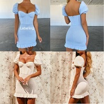 Square Neck Sexy Fishbone Slim Pack Hip Dress